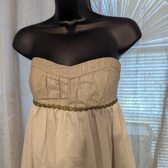 166. Charlotte Russe Gold Cream Strapless Dress - Medium - Picture 2 of 5